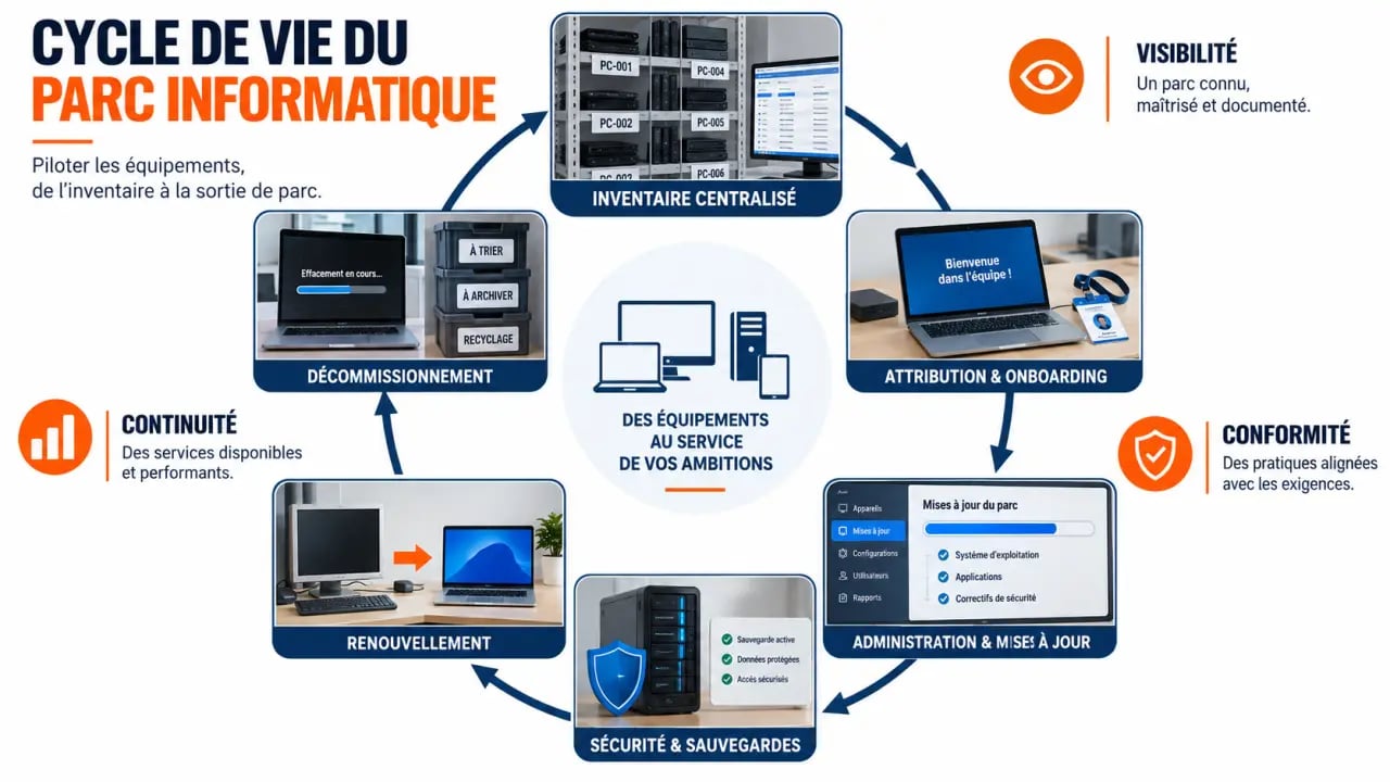 Gestion du parc informatique d'une entreprise : cycle de vie des équipements, sécurité et renouvellement