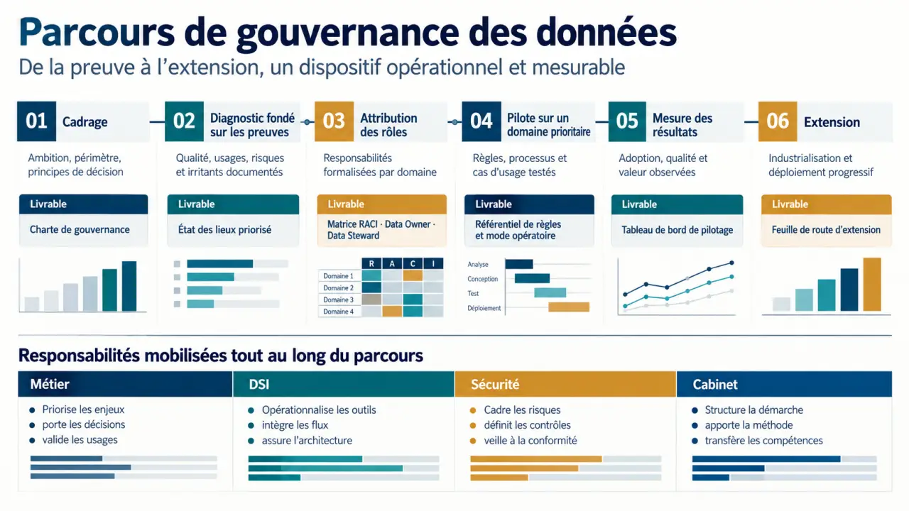 Méthodologie d’un cabinet conseil data gouvernance, du diagnostic au déploiement opérationnel