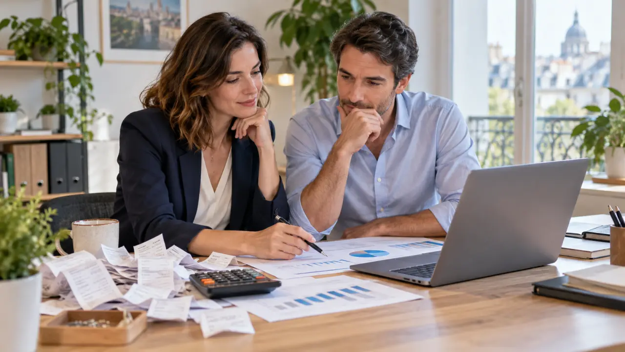 Dirigeants de PME analysant un budget et des graphiques de marge